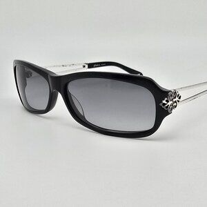Brighton Geneva Gloss Black Silver Frame Grey Gradient Lens Sunglasses 57-13-131